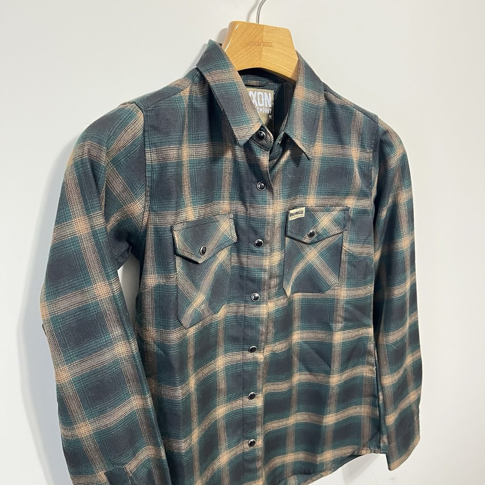 DIXXON Flannel Co. Form Function Green Plaid Pearl Snap Shirt Women's Size M - Picture 2 of 5